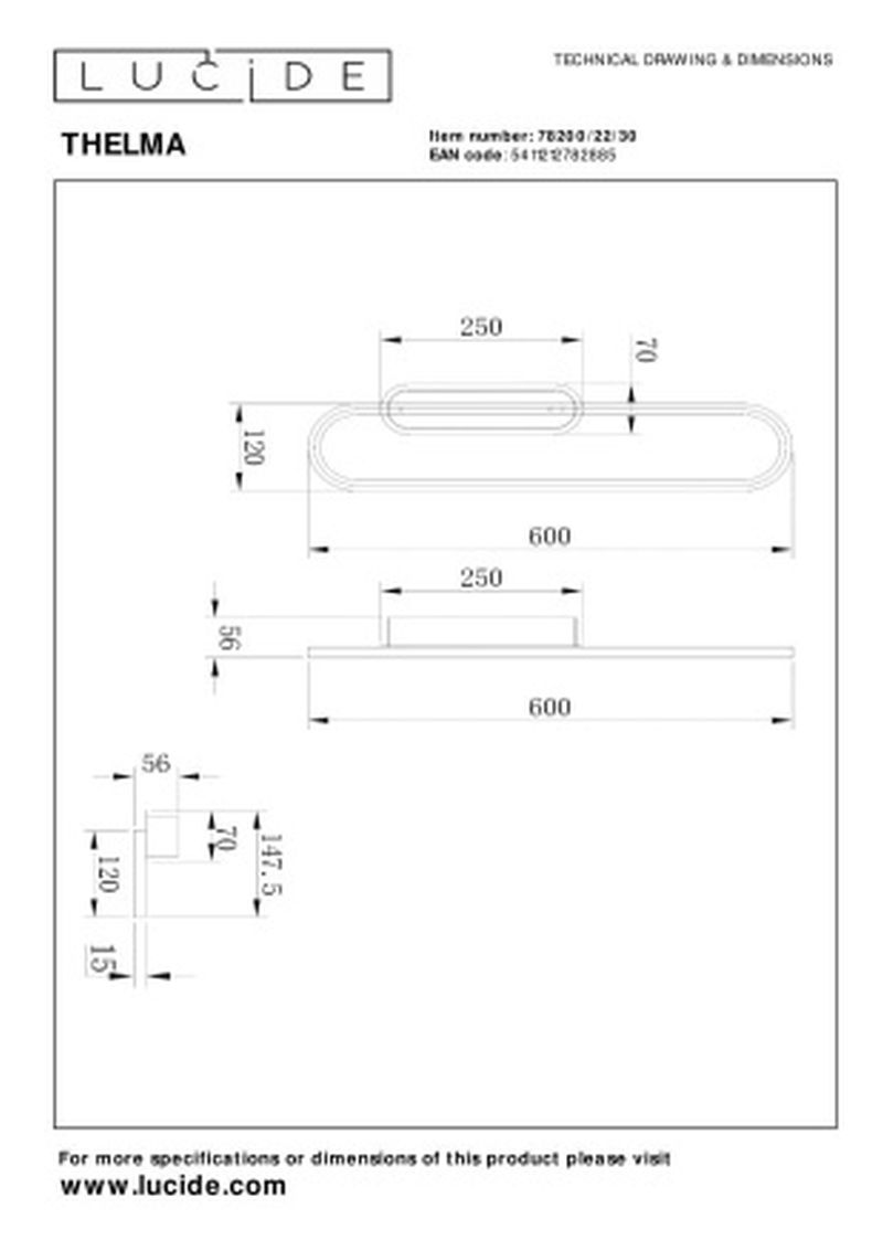 Lucide THELMA - Nástenné svietidlo - LED Dim. - 1x24W 2700K - Čierna